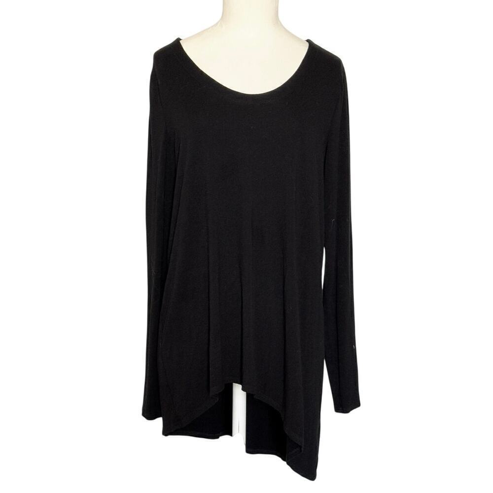 Eileen Fisher Womens Asymmetrical Tunic Top M Long Sleeve Scoop Neck